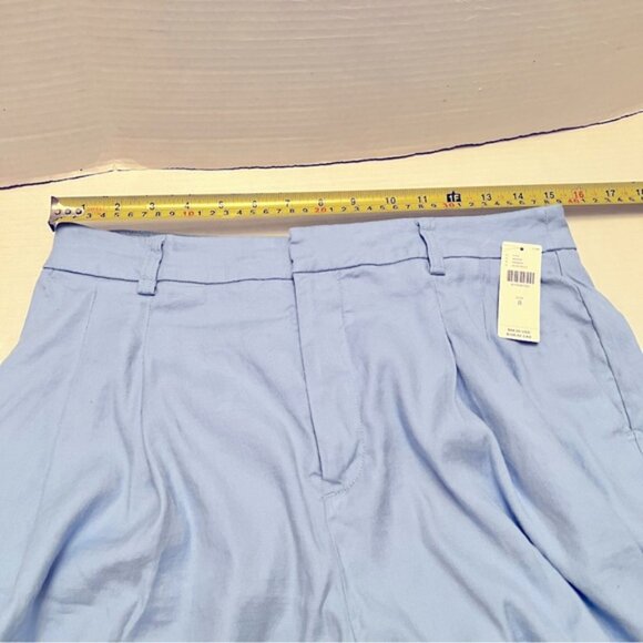 Anthropologie New Maeve Avery Pleated Trouser Shorts Linen Blend Light Blue - Picture 4 of 15